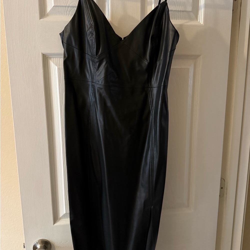 Calvin Klein Faux leather Black Dress
